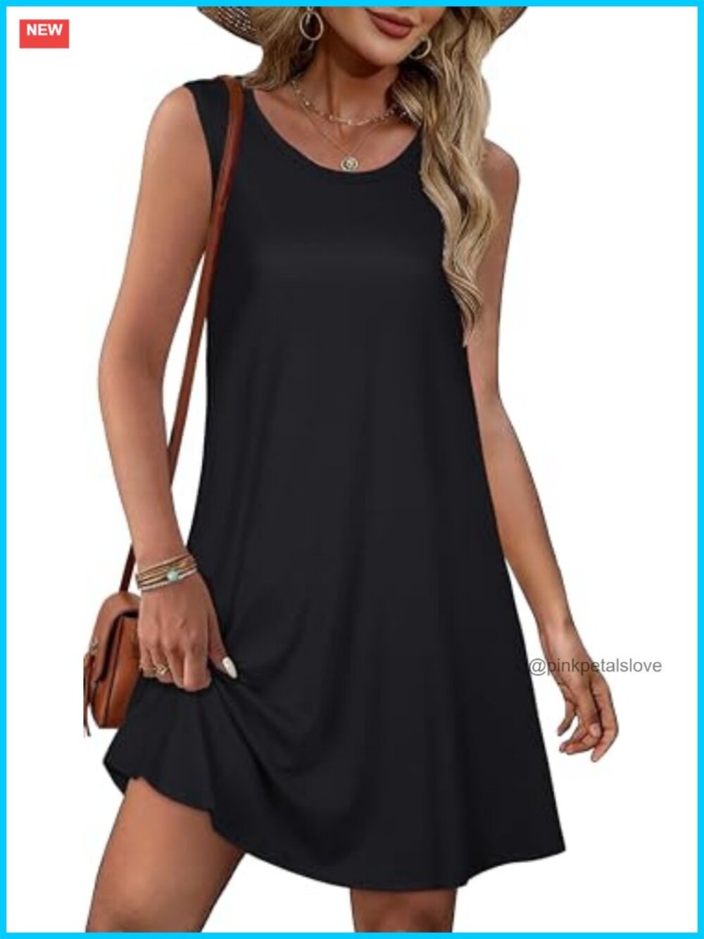 Sleeveless Boho Tshirt Sundress with Pockets - Women's Summer Dress